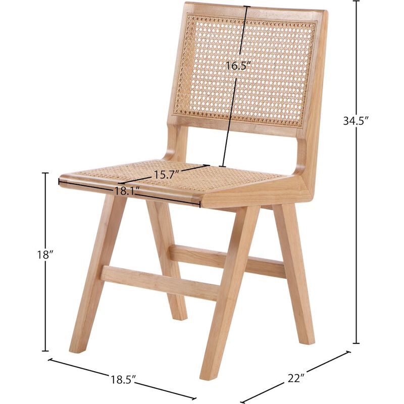 Meridian Furniture Preston Natural Wood Dining Side Chair, Set of 2