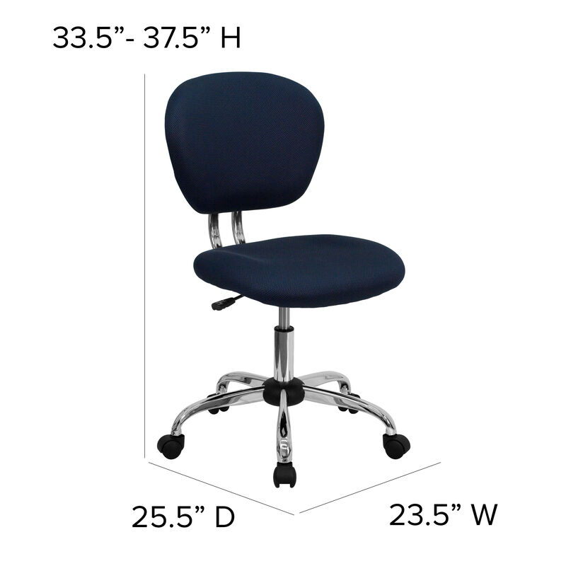 Beverly Mid-Back Navy Mesh Padded Swivel Task Office Chair with Chrome Base image number 6