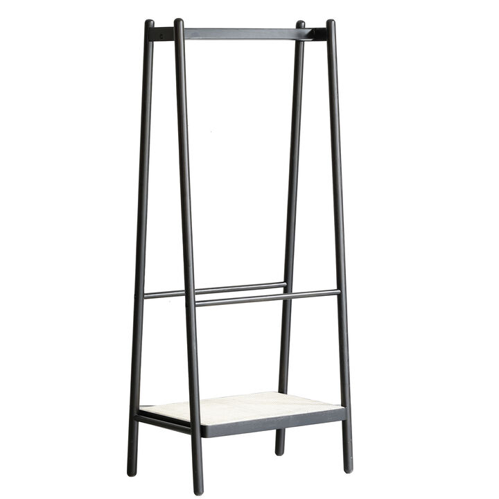 GOODSILO Freestanding Garment Rack with Storage Shelves, Sturdy Solid Wood Clothes Hanger Rack for Bedroom, Entryway, Closet Organization and Storage