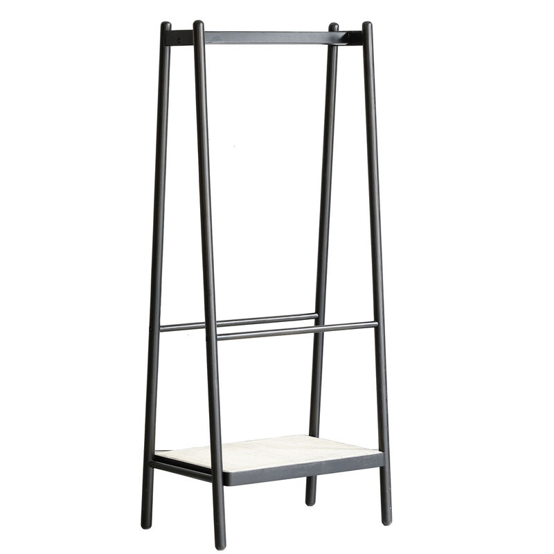 GOODSILO Freestanding Garment Rack with Storage Shelves, Sturdy Solid Wood Clothes Hanger Rack for Bedroom, Entryway, Closet Organization and Storage image number 0