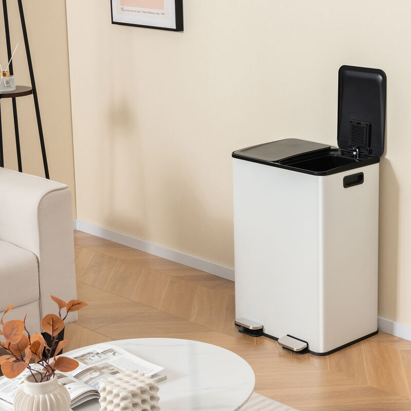 Dual Compartment Trash Can for Recycling and Waste Separation image number 2