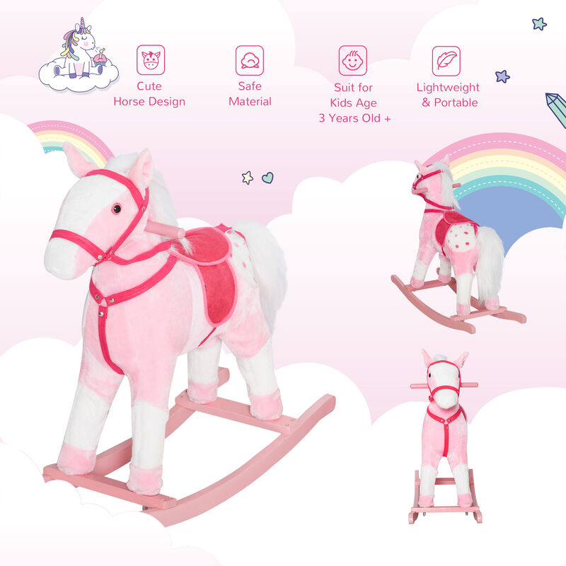 BreeBe Kids Plush Rocking Horse with Realistic Sounds image number 3