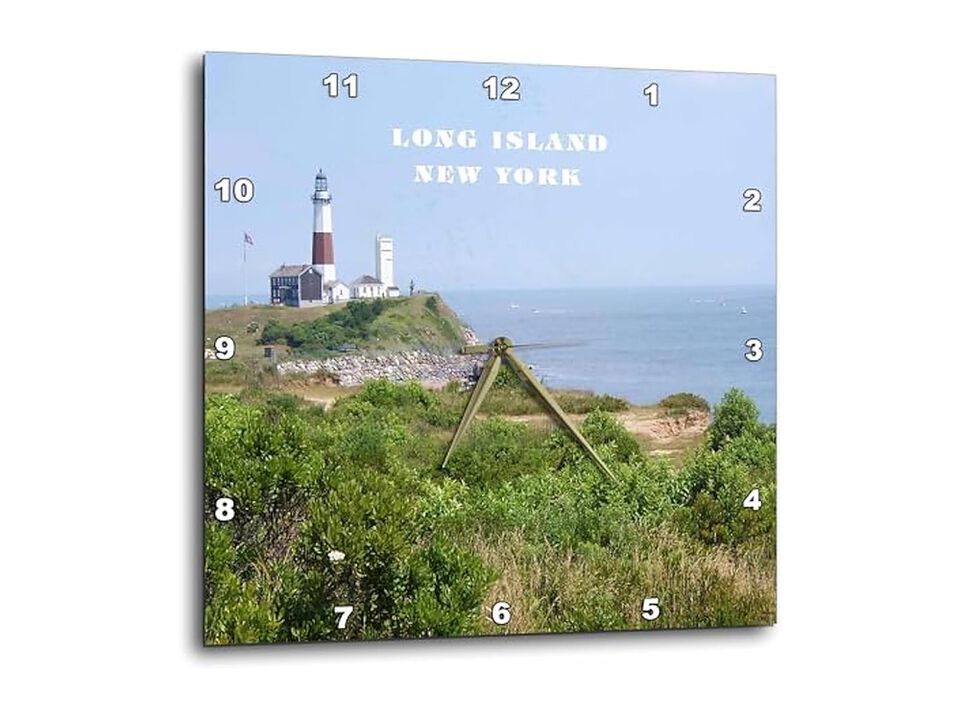 New York Montauk Point Lighthouse Long Wall Clock 10 Inch Home Decor