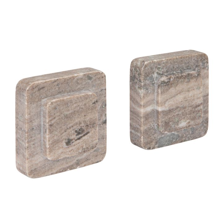 Heavy Duty Marble Bookends, Beige, Set of 2