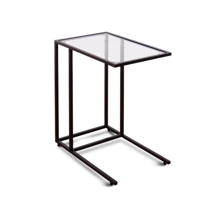 Hivvago Sofa End Table Coffee Side Table with Glass Top