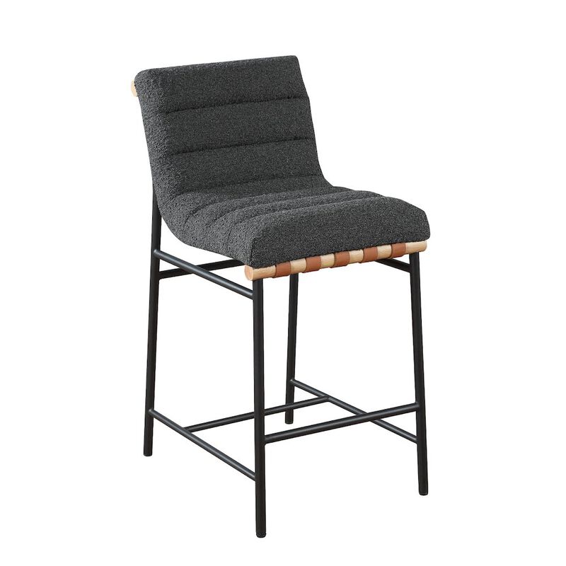 Simple Relax Boucle Fabric Counter Height Chair with Metal Base image number 0