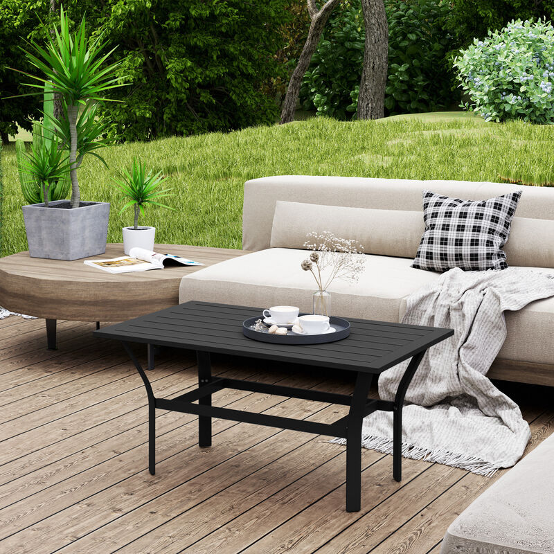 Hivvago Outdoor Metal Coffee Table with Slatted Top image number 1