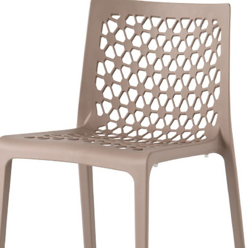 HomeRoots Set of Two Gray Heavy Duty Plastic Outdoor Stacking Dining Chairs image number 4