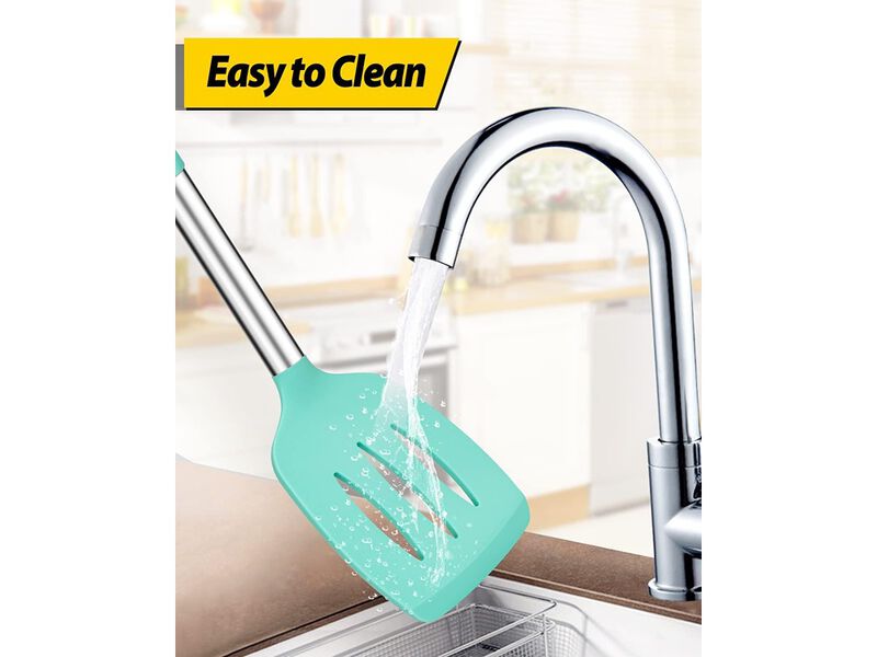 BUNDLEPRO Pack of 4 Silicone Cooking Utensils Set, Non Stick Large Solid Spatulas