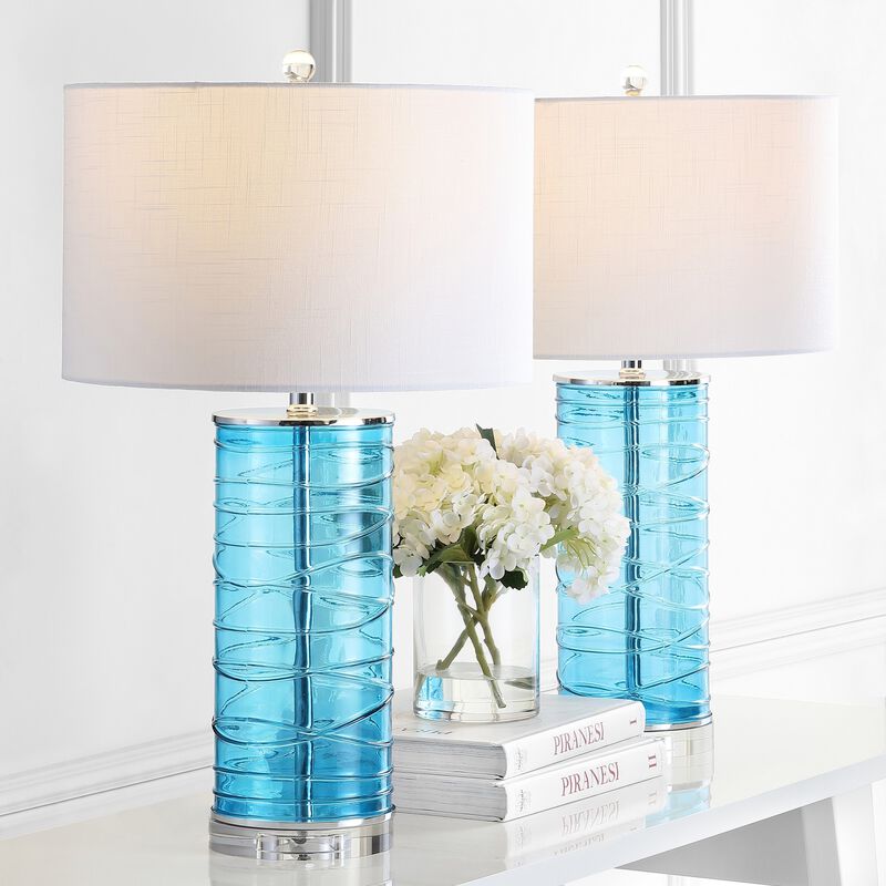 Cole Modern Fused Glass Cylinder LED Table Lamp (Set of 2)