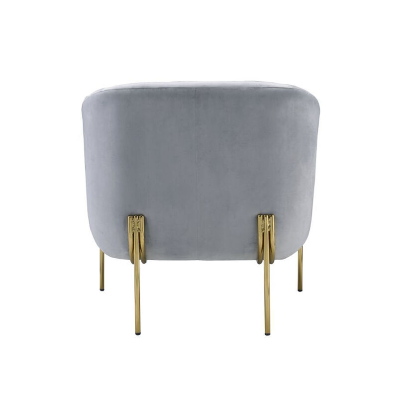 Gray Velvet Accent Chair in Gold Finish image number 5