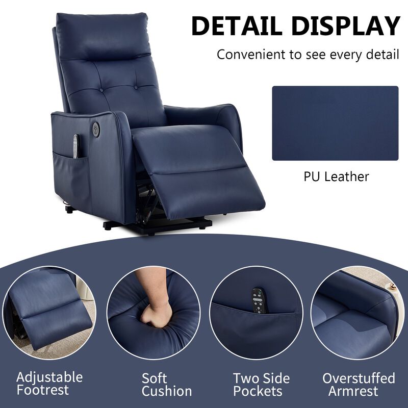 Faux Leather Power Lift Recliner Chair 155&deg; Recliner with Massage Heat & USB image number 6