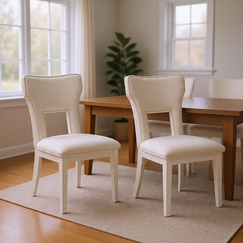 Canaal Dining Side Chair Set of 2, White Padded Seat and Cutout Back image number 1
