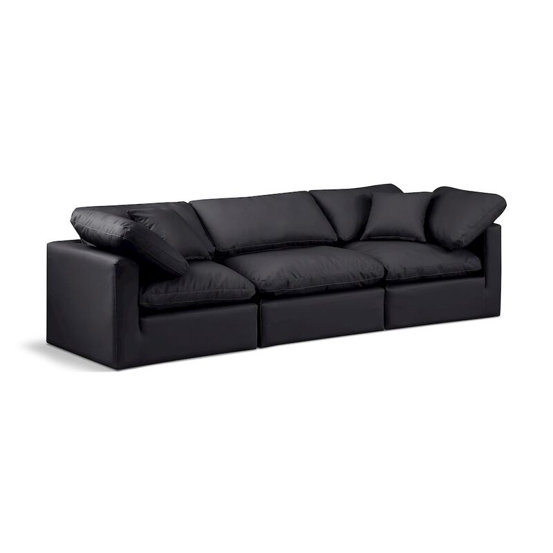 Meridian Furniture Indulge Black Vegan Leather Modular Sofa