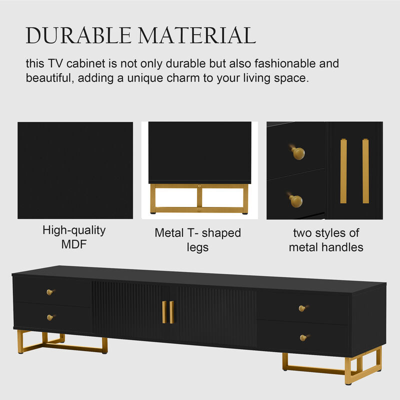 Lixdop Entertainment Center TV Media Console Table image number 2