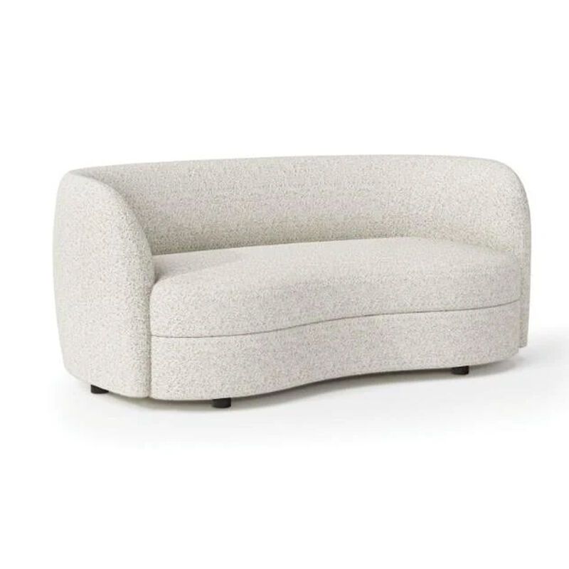 Srey Loveseat, 64 Inch, Modern White Boucle, Curved Kidney Shape - Benzara - Benzara