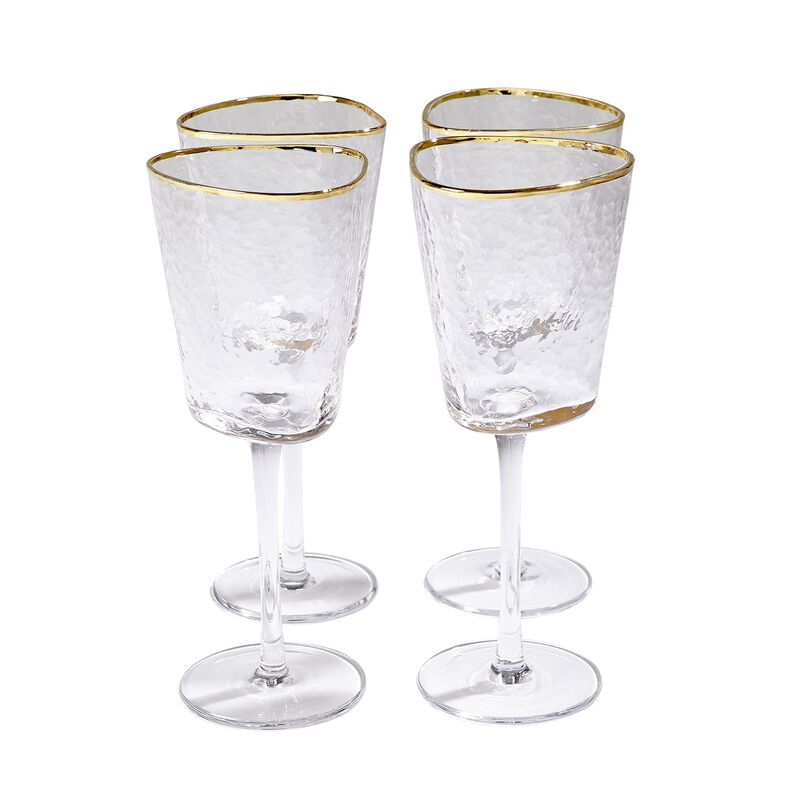 Set of 4 Hammered Wine Glasses