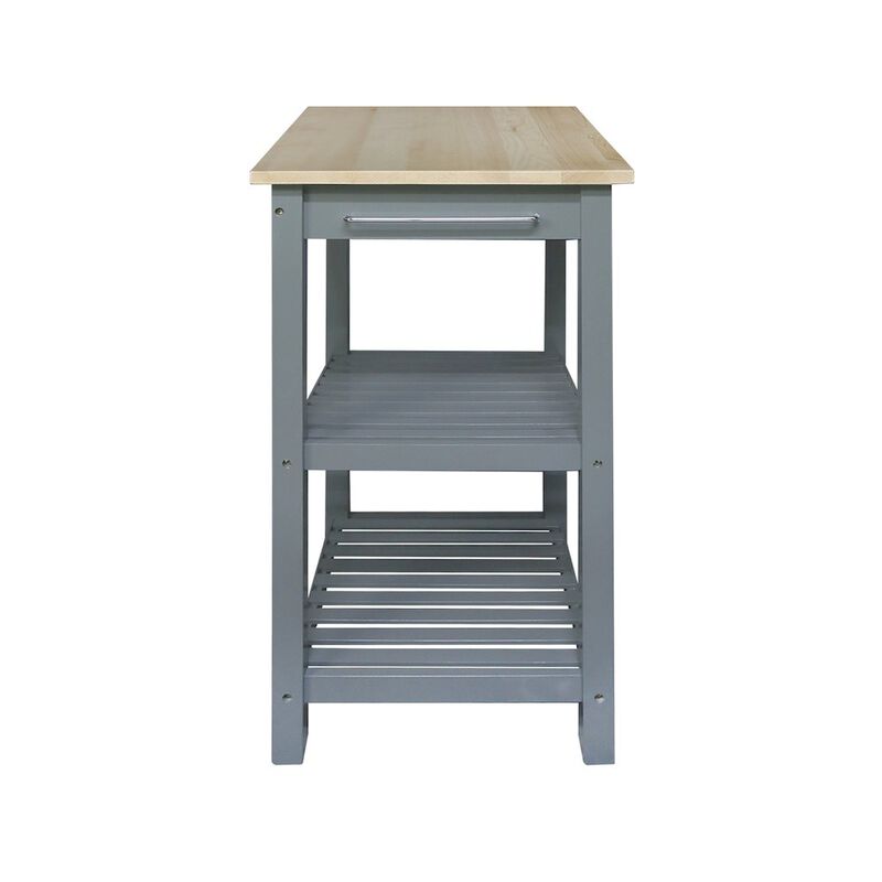 Casual Home Sunrise Kitchen Island with Solid Wood Top - Slate Gray