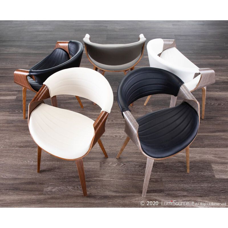 LumiSource Light Grey Wood, White Pu Symphony Chair