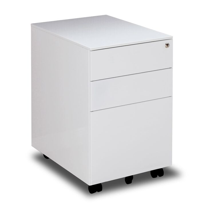 Hivvago 3 Drawers Under the Desk Office File Folder Cabinet with Rolling Wheels and Lock