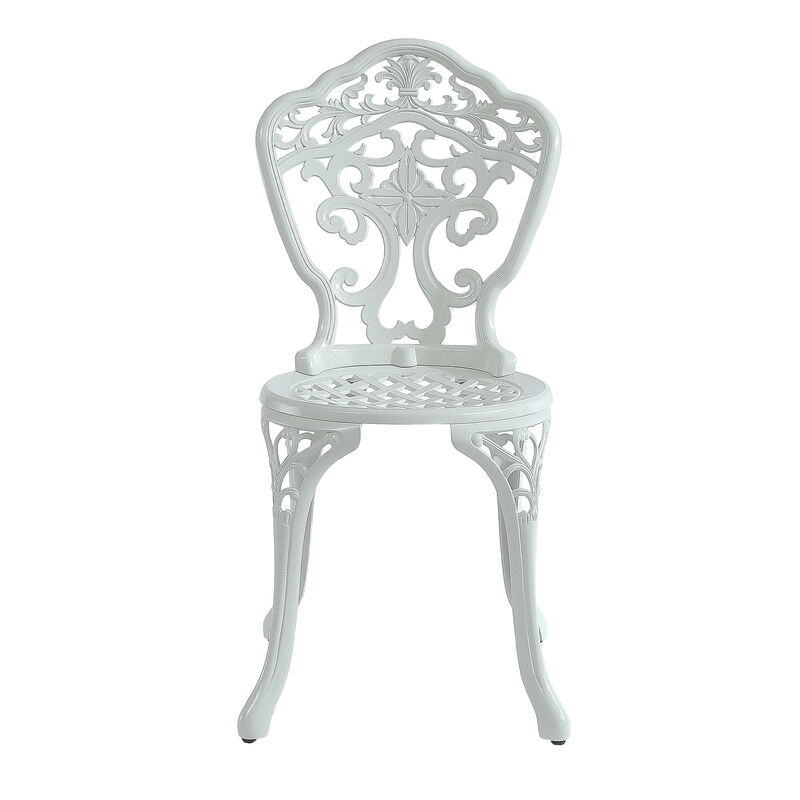 MONDAWE  2-Piece Cast Aluminum Outdoor Dining Chair Patio Bistro Armless Chair White