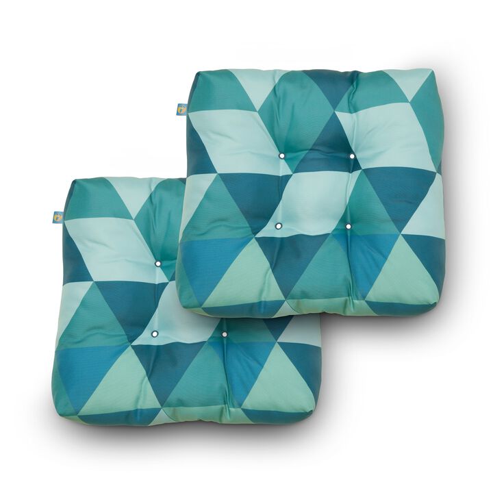 Duck Covers Water-Resistant Indoor/Outdoor Seat Cushions, 19 x 19 x 5 Inch, 2 Pack, Blue Lagoon Geo, Outdoor Chair Cushions, Patio Chair Cushions, Patio Cushions