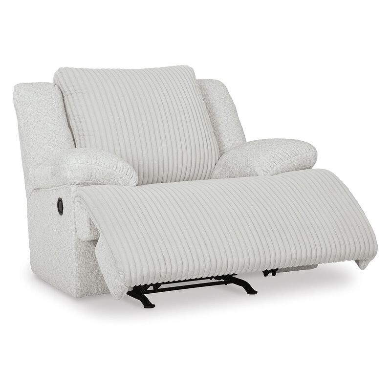Vincent Manual Rocker Recliner Chair, White Corduroy, Pillow Arms - Benzara