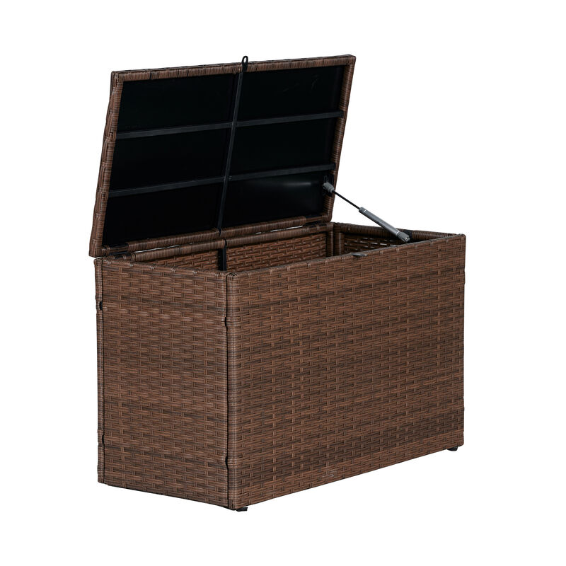Nino Modern Minimalist Outdoor Faux Wicker Deck and Patio Storage Box