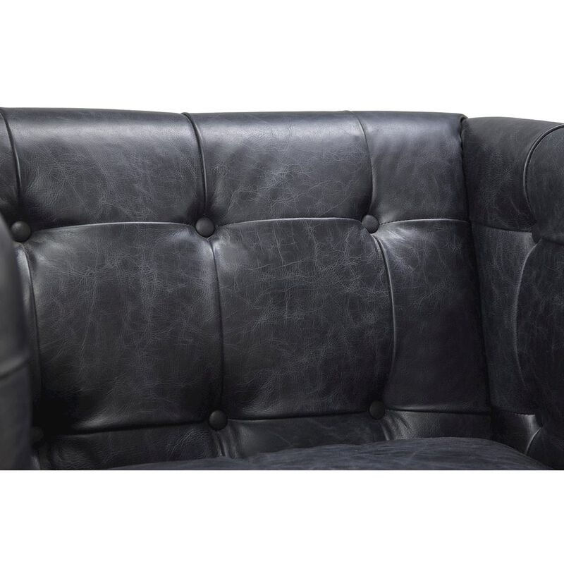 Crafters and Weavers Tuxedo Leather Arm Chair - Slate