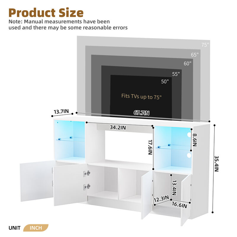 Merax High Gloss TV Stand with LED Lights