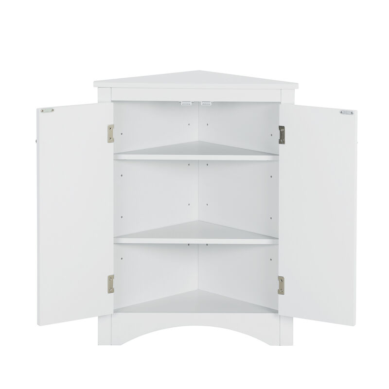 Whisen Triangle Bathroom Storage Cabinet Corner Cabinet with Adjustable Shelves image number 2
