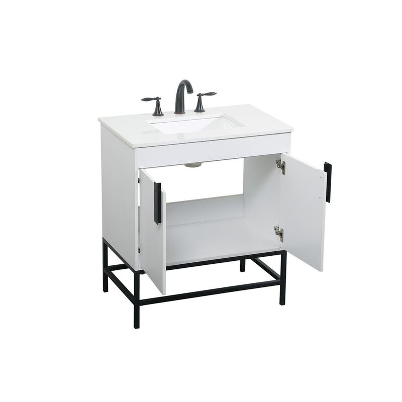Elegant Kitchen and Bath 30 inch Single bathroom vanity in white