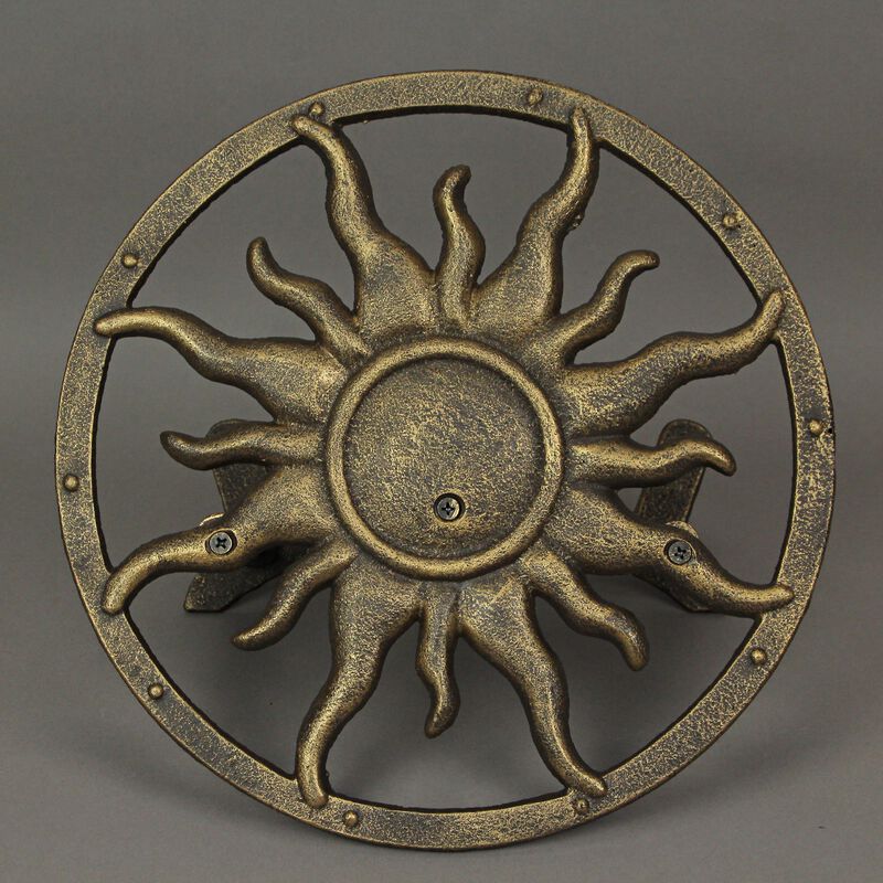 Cast Iron Celestial Sun Wall Mounted Hanging Garden Hose Holder Bronze image number 5