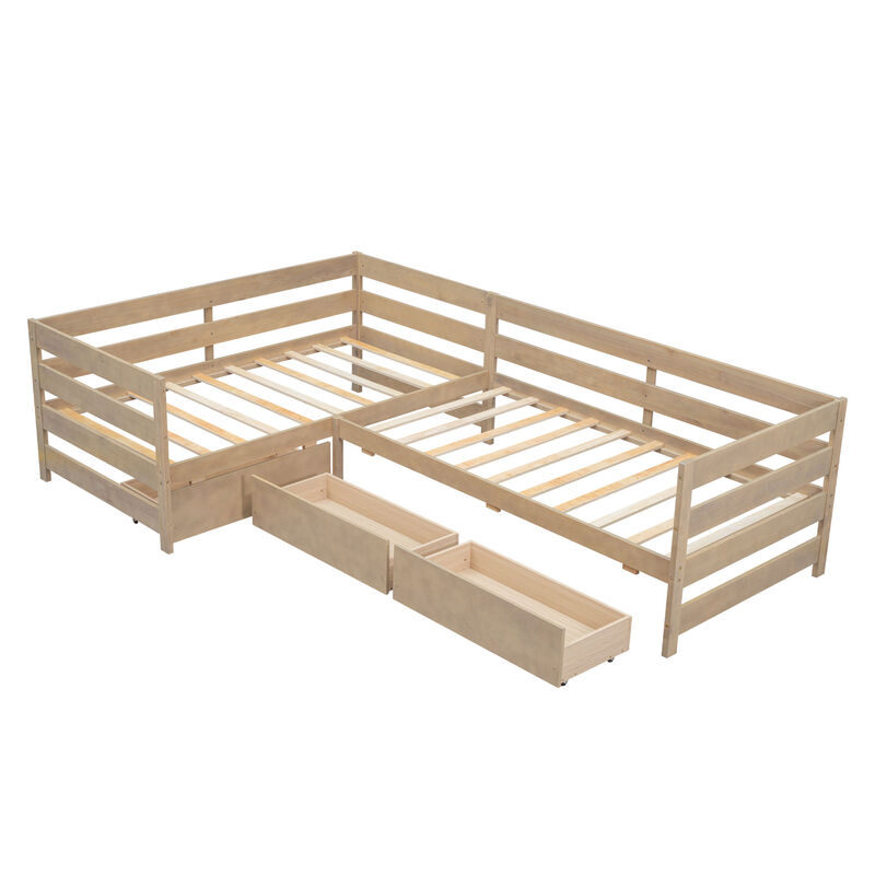 Whisen L-shaped Platform Bed with Three Storage Drawers image number 8