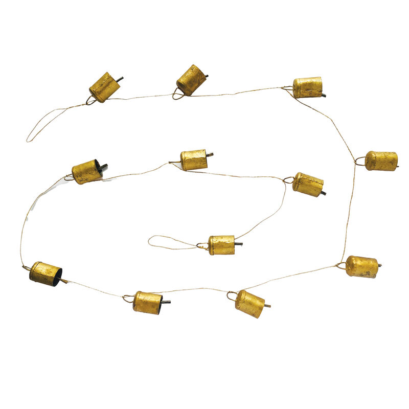 Gold Iron Bell Garland with Jute Cord image number 0