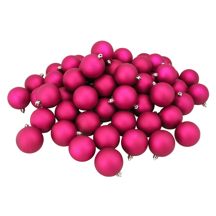 32ct Matte Magenta Pink Shatterproof Christmas Ball Ornaments 3.25" (80mm)