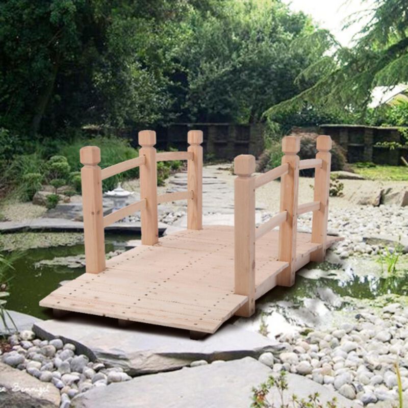 Courtyard Outdoor Anticorrosive Landscape Bridge Durable Wooden Garden Footbridge for Backyard & Pond