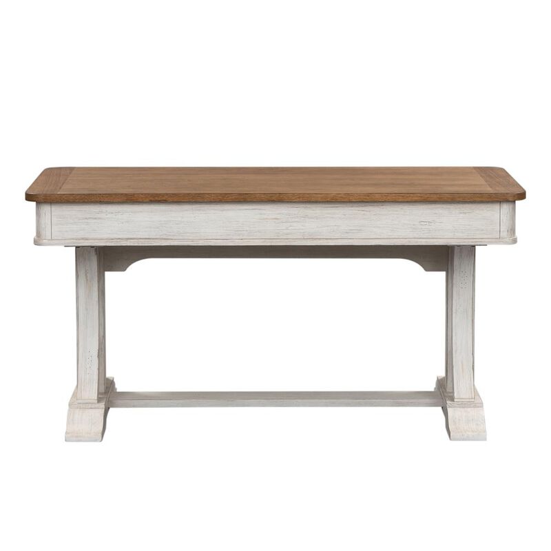 Liberty Furniture Farmhouse Reimagined Writing Desk with 3 Drawers, Trestle Base, Antique White & Chestnut Two-Tone Finish image number 5