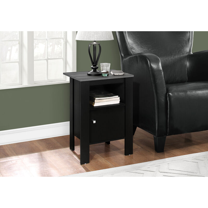Monarch Specialties I 2134 Accent Table, Side, End, Nightstand, Lamp, Storage, Living Room, Bedroom, Laminate, Black, Grey, Transitional