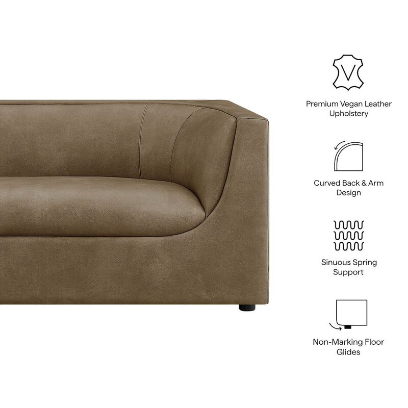 Hilda 86" Curved Back Vegan Leather Sofa image number 1