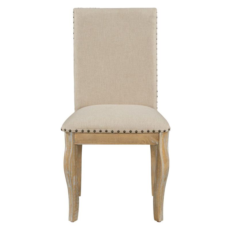 Set of 4 Dining chairs Wood Upholstered Fabirc Dining Room Chairs with Nailhead