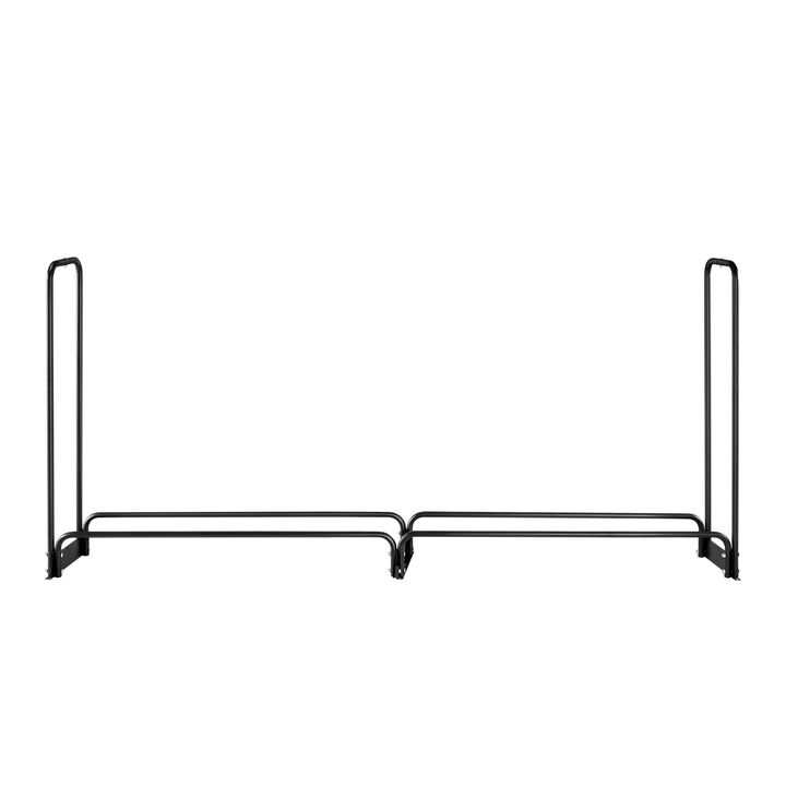Outdoor Firewood Rack with Waterproof Cover Heavy Duty Steel Log Storage Holder-Black
