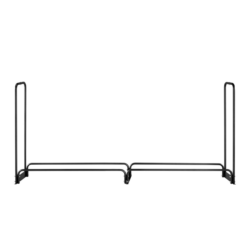Outdoor Firewood Rack with Waterproof Cover Heavy Duty Steel Log Storage Holder-Black image number 0
