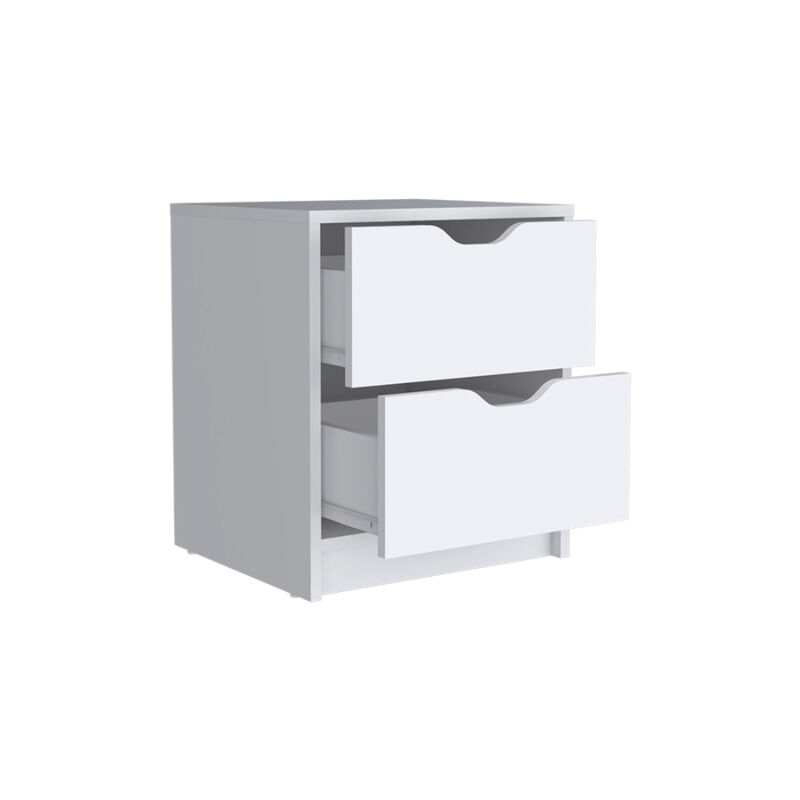 Wood-Style Nightstand with 2 Drawers – Faux Wood Bedside Table