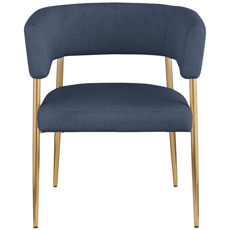 Meridian Furniture Creston Deep Navy Durable Linen Textured Fabric Dining Chair
