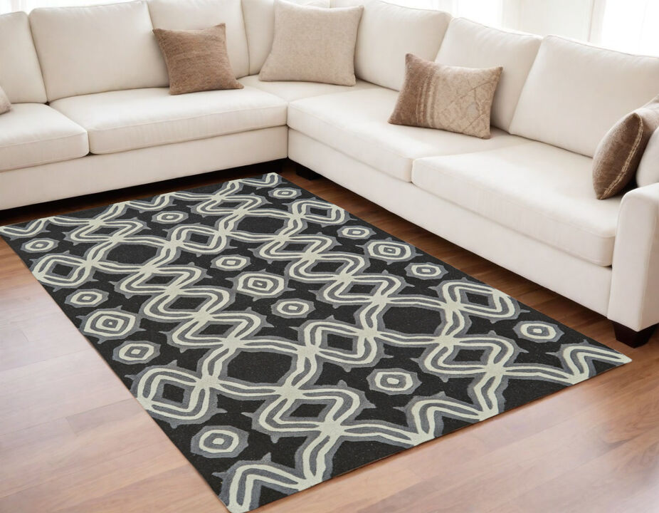 HomeRoots Wool Abstract Hand Tufted Area Rug
