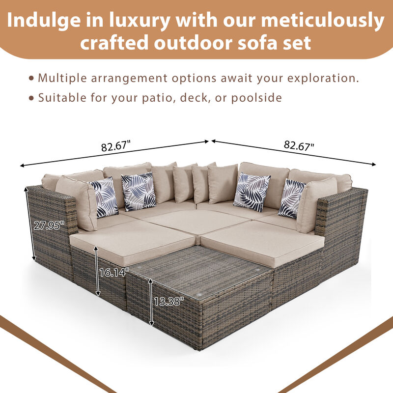 Merax 8-piece Outdoor Wicker Sofa Lounger Set