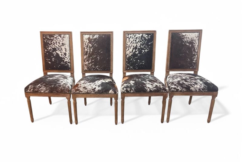 Square Back Cow Hide Side Dining Chair