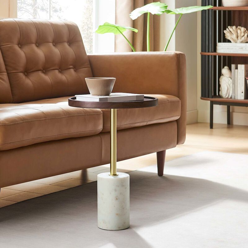 Amina Round Acacia Wood Side Table image number 8