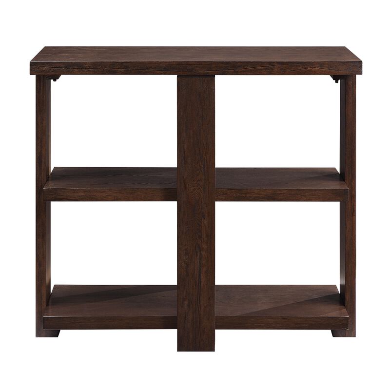 Wooden Sofa Table with 2 Open Display Shelves, Brown-Benzara